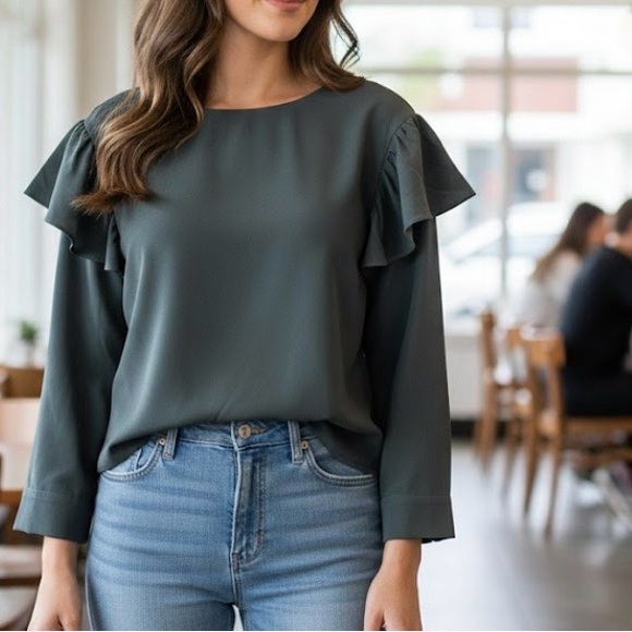 J.O.A. Tops - J.O.A. Ruffle Sleeve Blouse